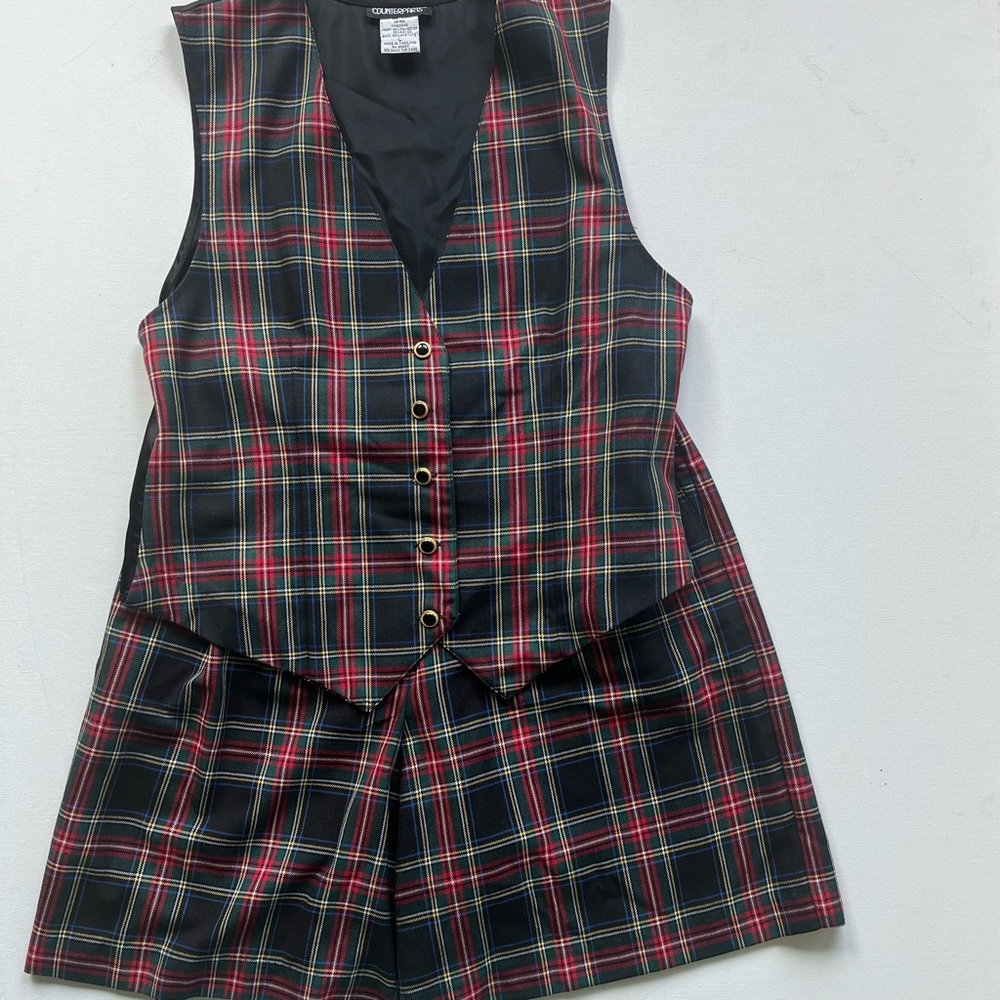 Counterparts Vintage Tartan Plaid Vest & Short Set size 14 & Large